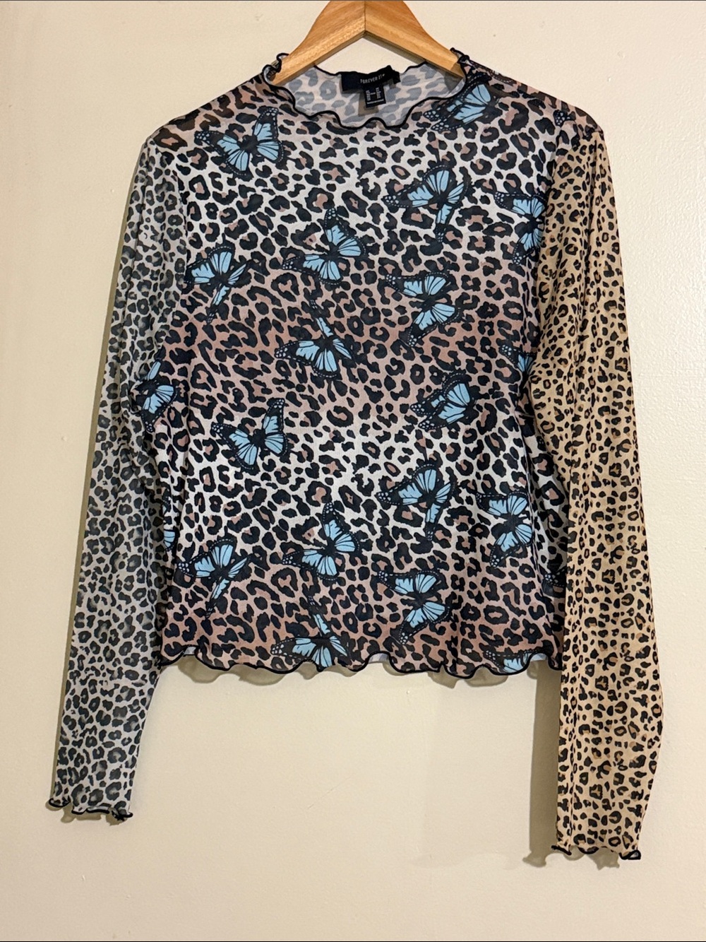 Forever 21 long-sleeve sheer mesh top